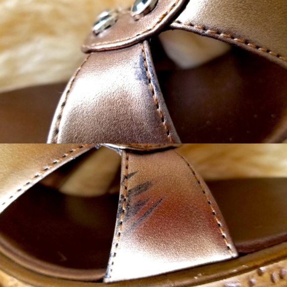 VINTAGE Jessica Dawson Gold Faux Snakeskin Sandal Heels 8 - Picture 12 of 13